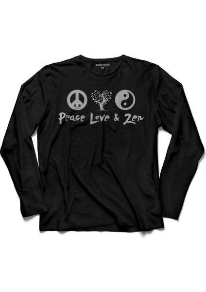 Peace Love Zen Ying Yang Iyilik Kötülük Uzun Kollu Tişört