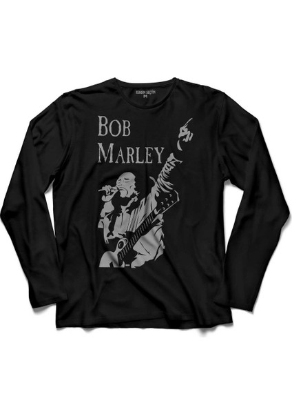 Reggae Bob Marley Gitar Sahne Müzik Krali Uzun Kollu Tişört