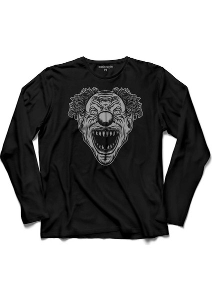 Scary Clown Head Circus Horror Uzun Kollu Tişört