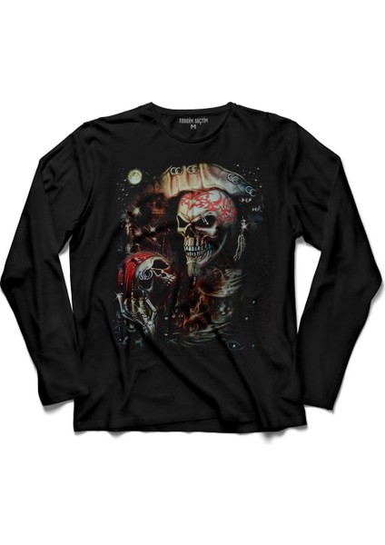 Skull Korsan Kuru Kafa Uzun Kollu Tişört
