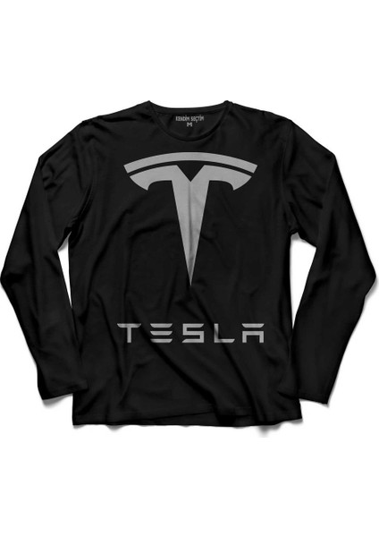Tesla Motors Nikola Tesla Logo Elon Musk Uzun Kollu Tişört