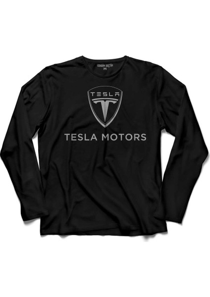 Tesla Motors Nikola Tesla Logo Elon Musk Uzun Kollu Tişört