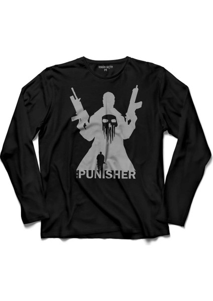 The Crazy Punisher War Cezalandirici Logo 3 Uzun Kollu Tişört