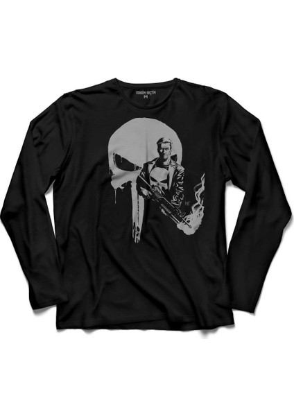 The Crazy Punisher War Cezalandirici Logo Uzun Kollu Tişört