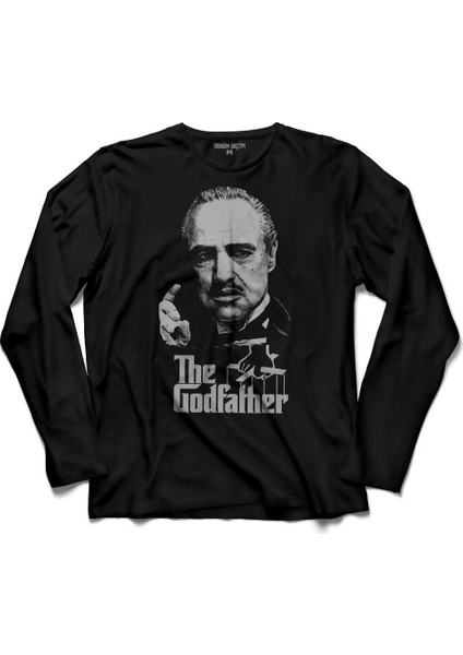 The Godfather Baba Marlon Brando Logo Uzun Kollu Tişört