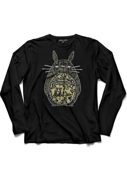 Totoro My Neighbor Owl Baykuş Fishing Uzun Kollu Tişört