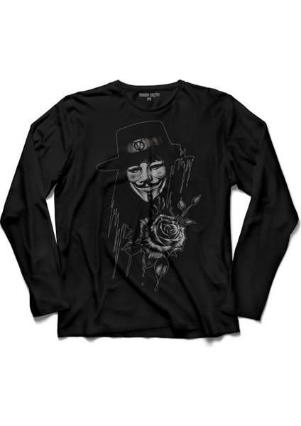 V For Vendetta Vandeta Silüet Logo 2 Uzun Kollu Tişört