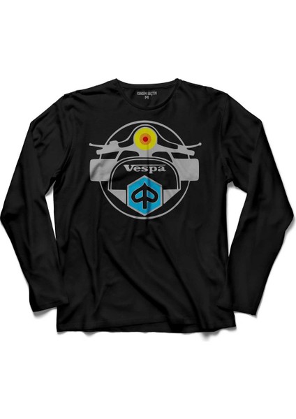 Vespa Club Logo Motosiklet Uzun Kollu Tişört
