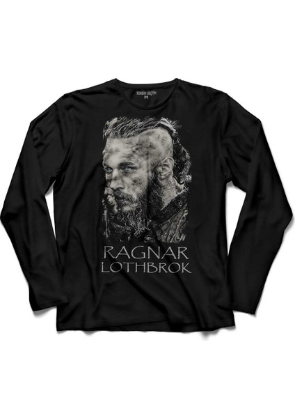 Vikings Ragnar Lothbrok Logo Skull Head Vikingler 2 Kollu Tişört