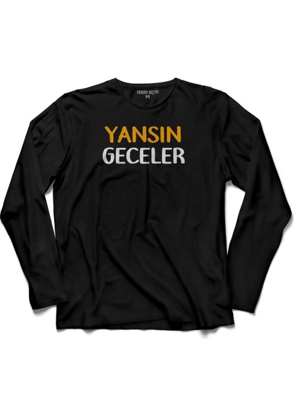 Yansin Geceler Espirili Eğlenceli Uzun Kollu Tişört
