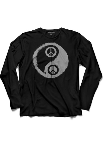 Yin Ying Yang Bariş Simge Sembol Logosu Uzun Kollu Tişört