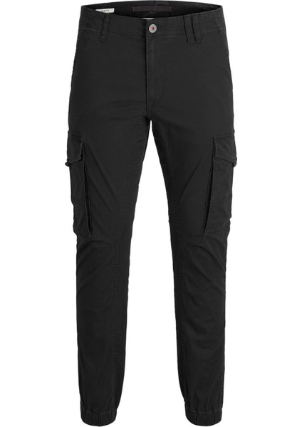 Jack & Jones 12139912_Jjipaul J Normal Bel Normal Kalıp Düz Siyah Erkek KargoPantolon