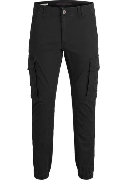 Jack & Jones 12139912_Jjipaul J Normal Bel Normal Kalıp Düz Siyah Erkek KargoPantolon