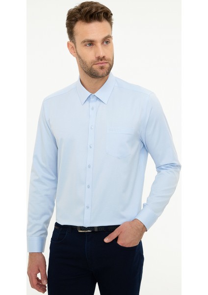 Erkek Açık Mavi Regular Fit Klasik Gömlek 50207536-VR003