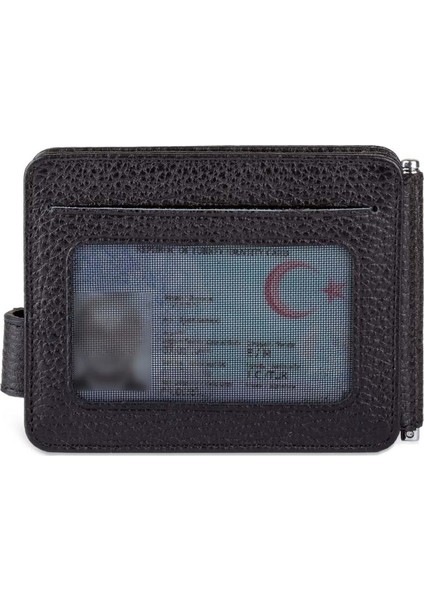 Hakiki Deri Çift Taraflı Para Tokalı Erkek Kartlık Cüzdan Siyah fırsatları