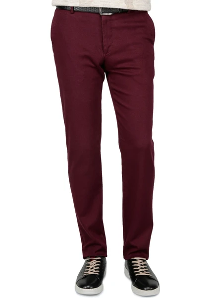 Sanora Casual Slim Fit Bordo Erkek Pantolon