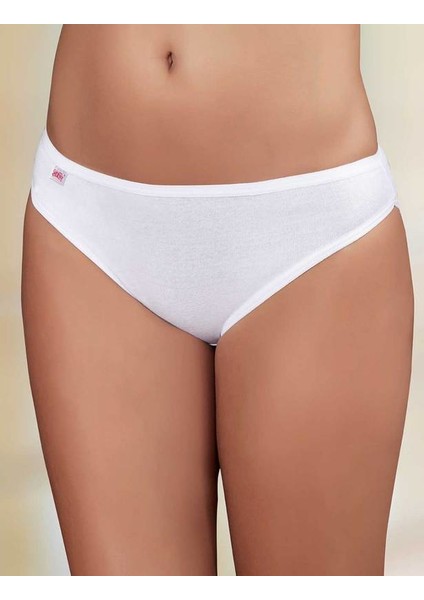 Beyaz Düşük Bel Ribana Bikini Külot MB023