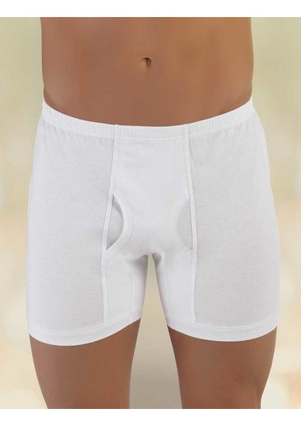 Beyaz Pamuklu Klasik Erkek Boxer ME007