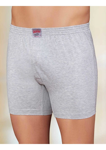 Gri Melanj Pamuklu Önden Düğmeli Erkek Boxer 6'lı Ekonomik Paket ME010