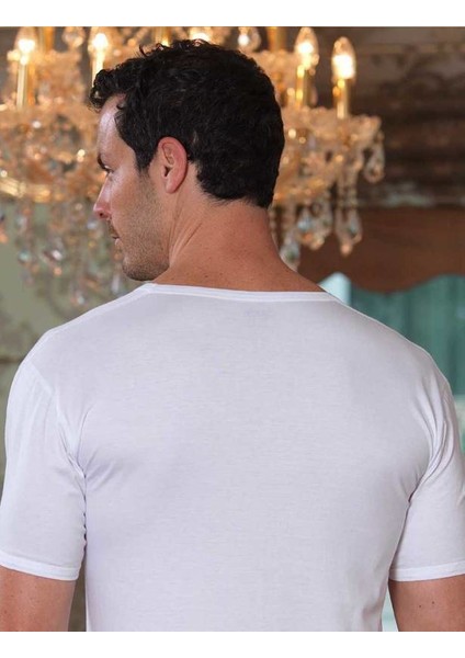 Beyaz Bisiklet Yaka Kısa Kollu Erkek Atlet 6'lı Ekonomik Paket ME001 fiyatları