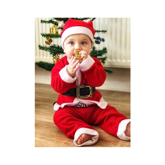 Noel Baba Kostüm, Yılbaşı Kostüm Yeni Yıl Bebek Çocuk