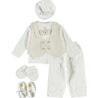 Ponpon Baby 4 Düğme Yelekli, 6 Parça Erkek Bebek Kıyafet Seti Altın 0-6 Ay