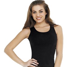 Gümüş 4066 6'lı Paket Likralı Düz Biye Kadın Geniş Askılı Atlet