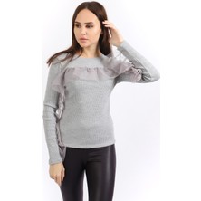 Sense Kadın Tül Detaylı Kaşkorse Bluz Blz32462