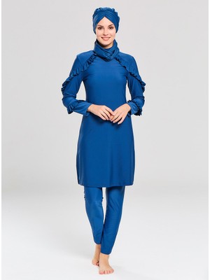 Adasea Kadın Tam Kapalı Mayo Acik Lacivert