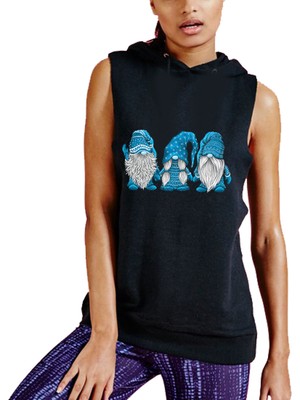 Art T-Shirt Three Blue Gnomes Unisex Kapüşonlu Hoodie Sweatshirt