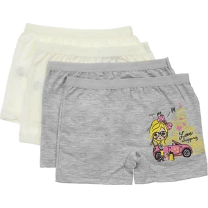 3069 4'lü Paket Elastan Kız Çocuk Boxer
