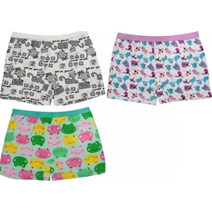 3072 6'lı Paket Emprime Likralı Kız Çocuk Boxer