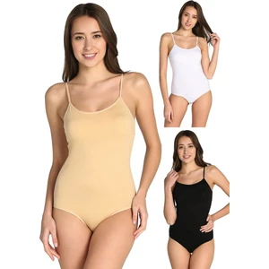 3'lü Paket Likralı Ip Askılı Zıbın Kadın Çıtçıtlı Body