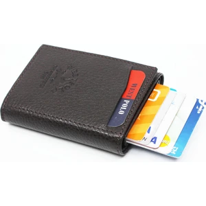 West Polo Deri Mekanizmalı Para Gözlü Erkek Cüzdan Kartlık Kahverengi