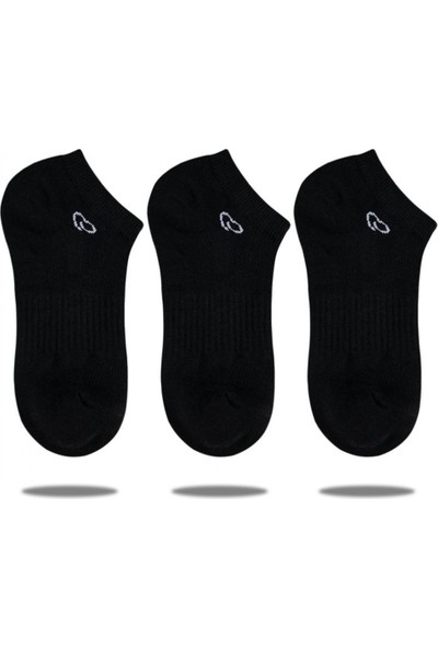 Ebru Şallı Siyah Renk 3'lü Set Sneaker Çorap