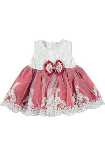 Ponpon Baby Kız Bebek 5 Parça Elbise Mevlütlük Takım, Düğün, Kına Elbisesi Kırmızı 0-6 Ay