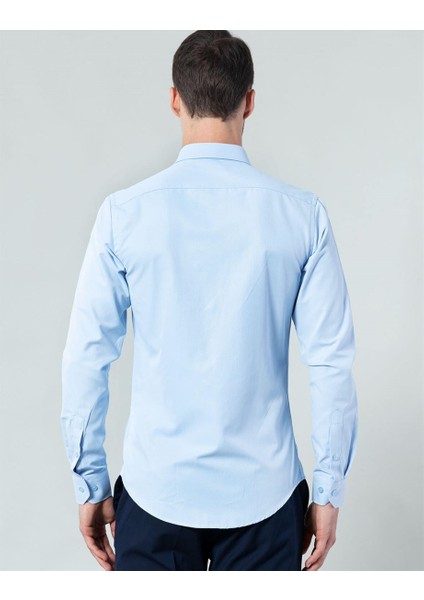 Slim Fit Mavi Erkek Gömlek