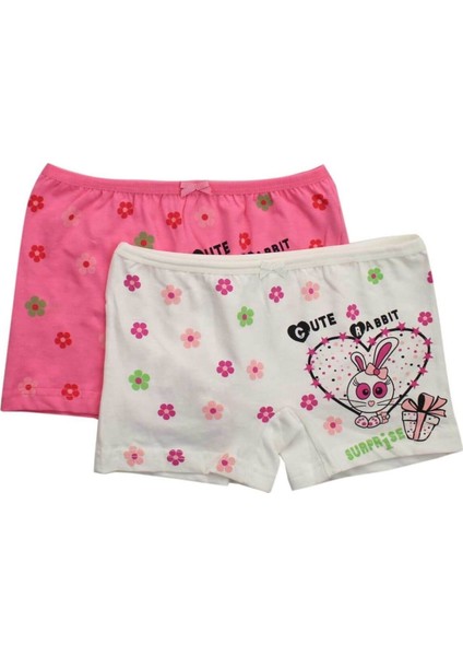 3069 2'li Paket Likralı Kız Çocuk Boxer