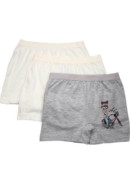 3069 3'lü Paket Likralı Kız Çocuk Boxer