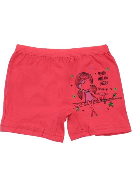 3069 6'lı Paket Elastan Kız Çocuk Boxer