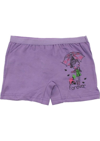 3069 6'lı Paket Elastan Kız Çocuk Boxer