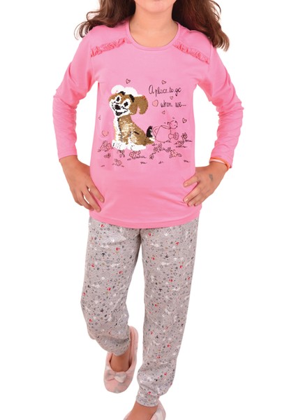 Kız Çocuk Pijama Takımı Uzun Kollu