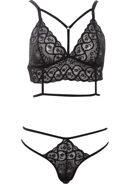 ANIL Kadın Balensiz Desteksiz Dolgusuz Dantelli Yaka Detaylı Bralet Sütyen ve Slip Takım (4771)