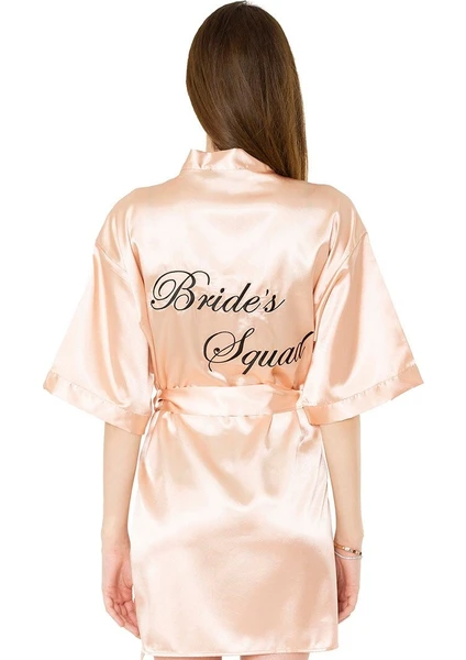 For You Moda Saten Brides Squad Nakışlı Rose Sabahlık 11827252