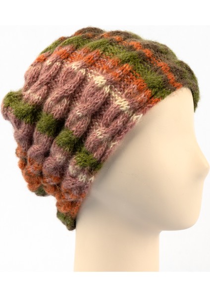 Pinkbear Özel Tasarım %100 Handmade El Örgüsü Yerli Üretim Outdoor Angora Yün Kadın Bere Şapka