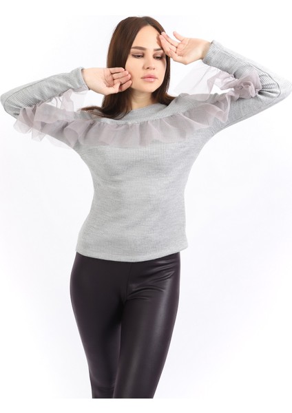 Kadın Tül Detaylı Kaşkorse Bluz Blz32462 indirimleri