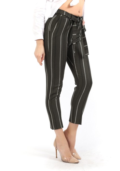 Kadın Beli Kemerli Bilekte Pantolon Pnt19022