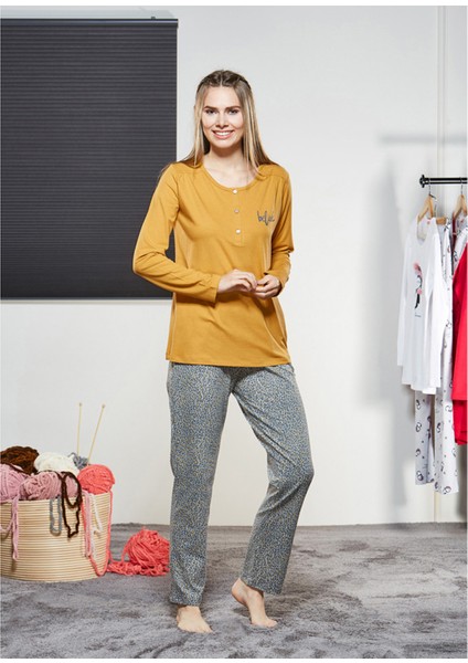 21142 Kadın Düğmeli Pijama Takımı