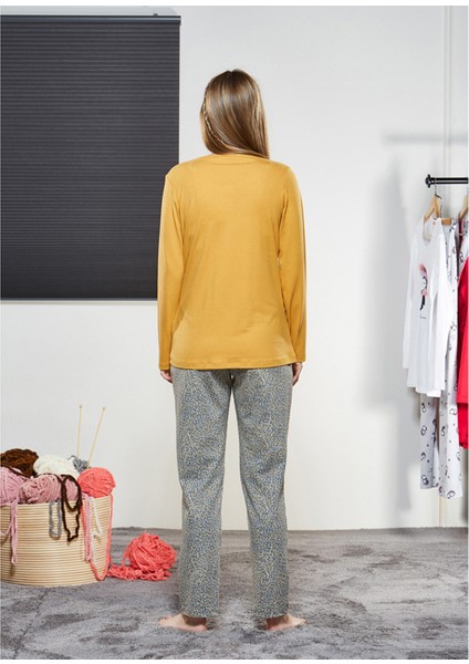 21142 Kadın Düğmeli Pijama Takımı