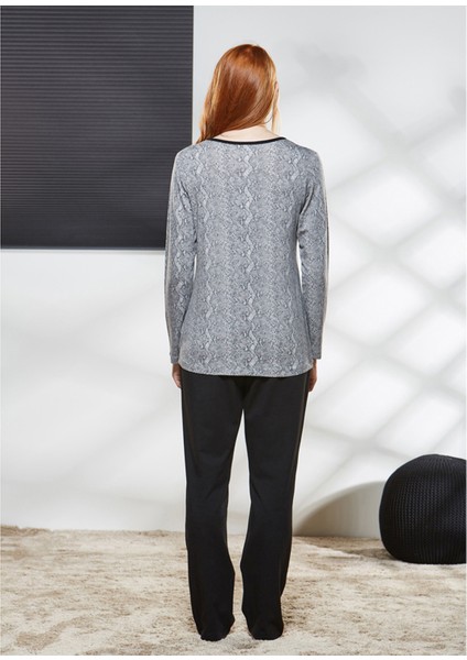 21164 Kadın Yuvarlak Yaka Pijama Takımı